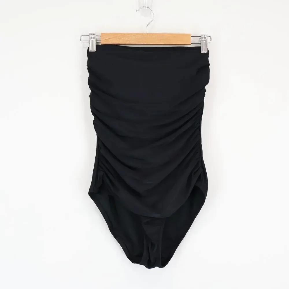 NWT J.Crew Factory Strapless One-Piece Swimsuit Black Size Small